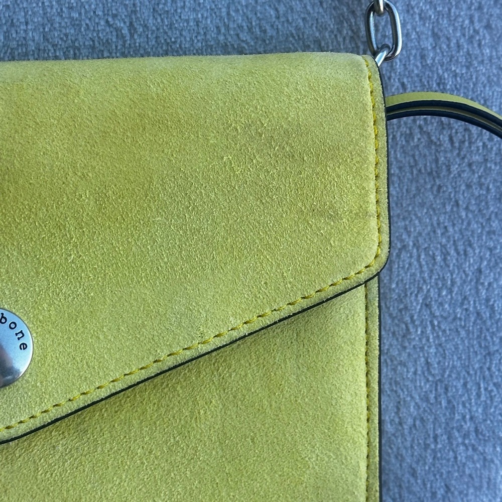 Rag & Bone Highlighter Yellow Atlas Crossbody Leather Bag Wallet Chain Strap 8" - Picture 4 of 16